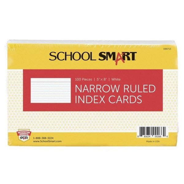 School Smart CARDS INDEX 5X8 RULED WHITE PK OF 100 PK IND58RL